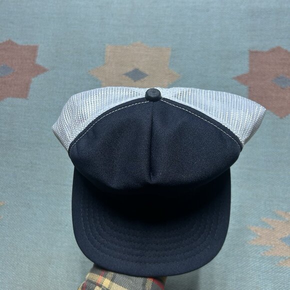 Vintage 80s trucker hat mesh cap new era 2 tone blank black white made in USA - Picture 3 of 8